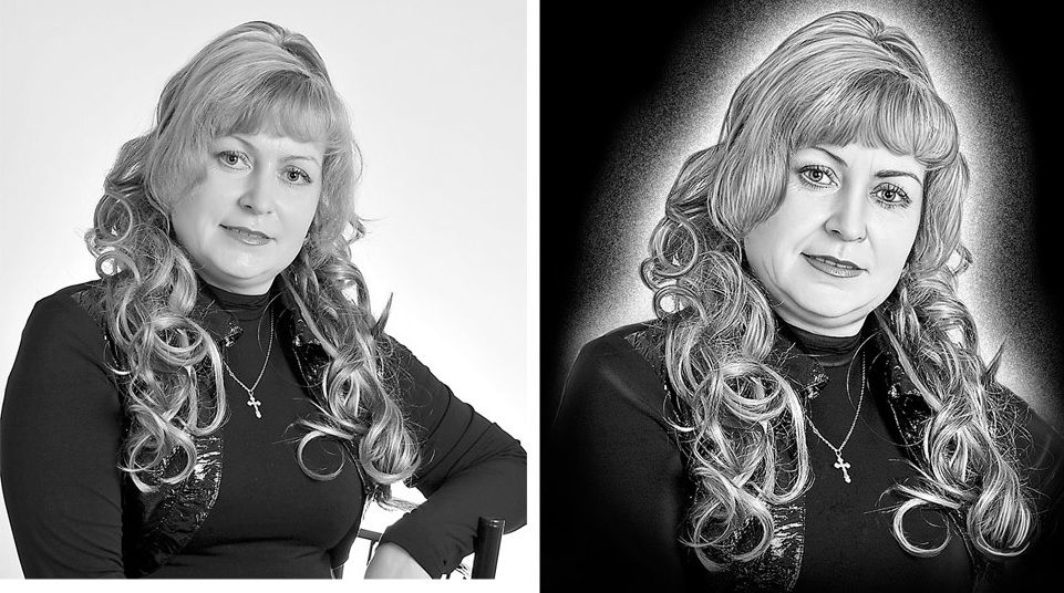 Портрет на памятник чёрно белый и цветной