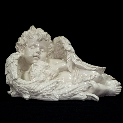 Скульптура Ангел с зайцем 006, 44x22x27см,  белый мрамормрамор