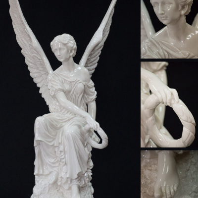 Скульптура Ангел с венком 040, 33х33х110см, белый мрамор